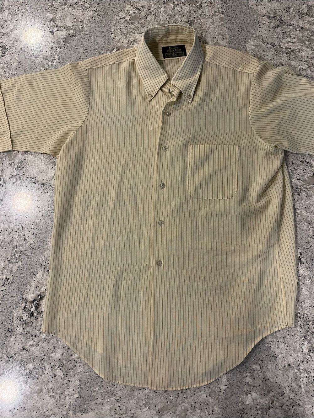 Vintage Yellow 60s 70s Simpson Sears Short Sleeve Button Down Shirt